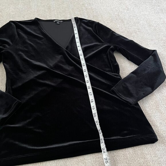 J. Crew Mercantile Black Velvet Faux Wrap Long Sleeve Blouse Top M - Picture 5 of 12